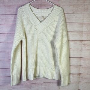 A.N.A Off White‎ Warm V-Neck Long Sleeve Pullover Sweater Size XL